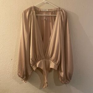 New RIVIR Satin V-Neck Bodysuit SZ M